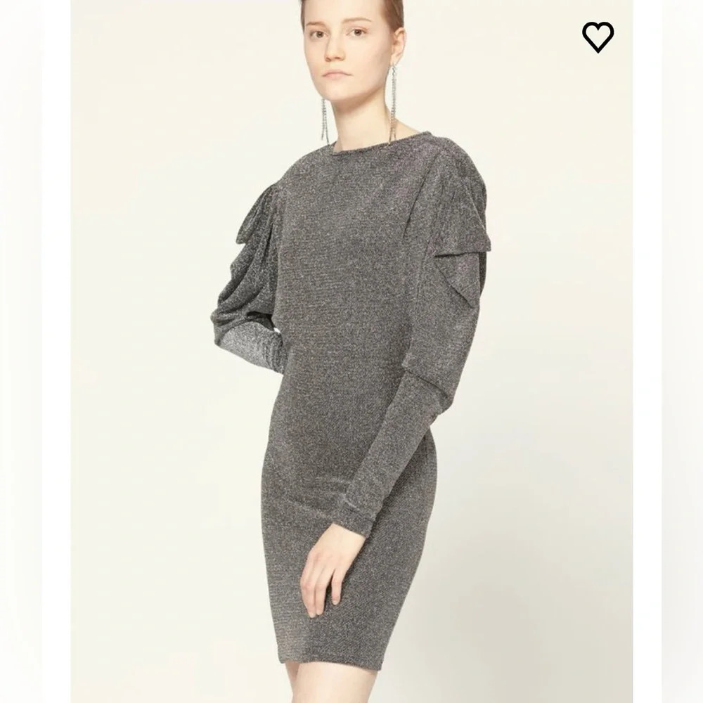 Isabel Marant Waden Stretch Metallic Silver Mini Dress Size 36/US 6